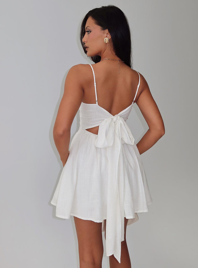 Angel Wings Tie Up Mini Dress White | Princess Polly