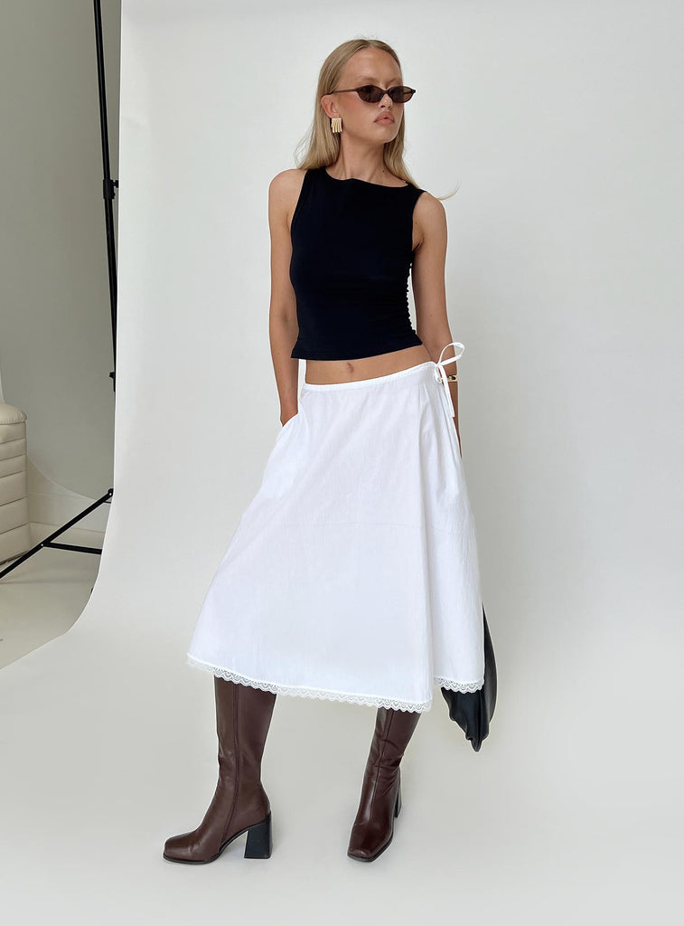 Motel Rocks White Wrap Skirt Midi Motel Rocks White Frilly Skirt