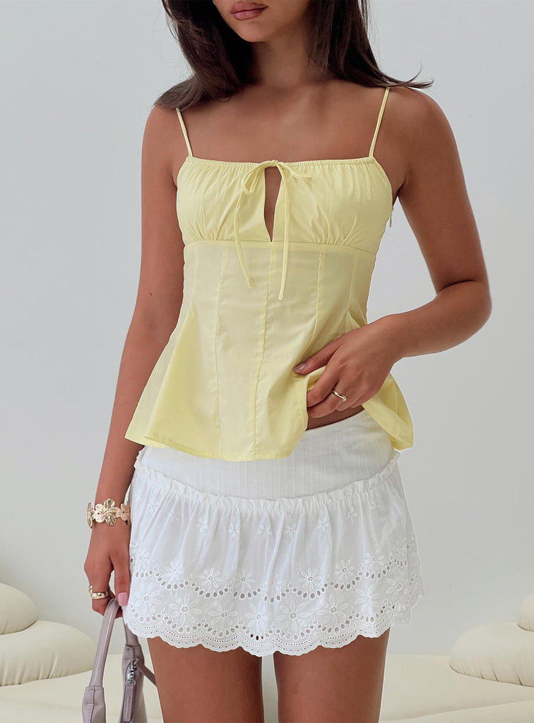 Nina San Lucas Floral Embroidered Mini Skirt White