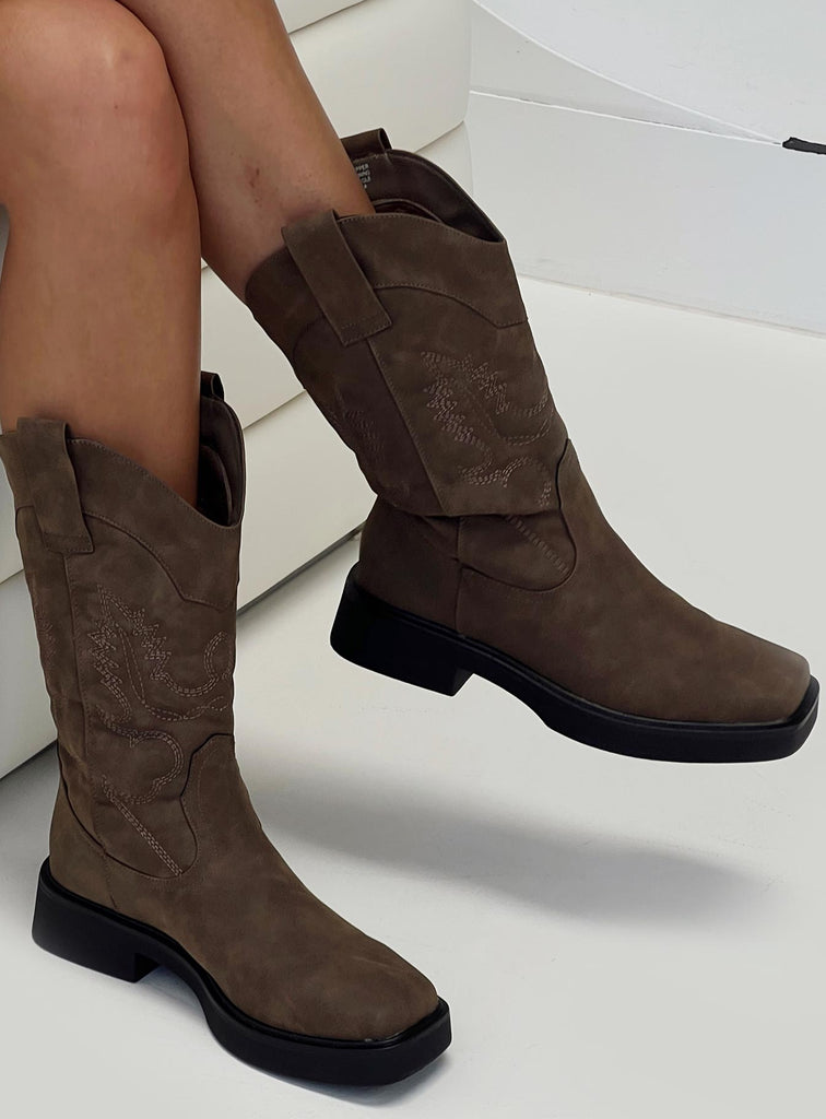 Therapy Envy Cowboy Boots Stone Princess Polly1