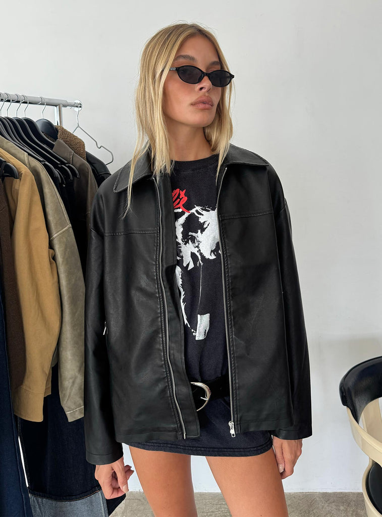ジャケット・アウター darkwear real leather Napoleon jacket Napoleon Faux Leather Jacket Black | Princess Polly