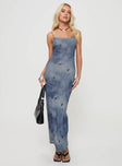 Graphic print maxi dress Adjustable shoulder straps, scooped neckline Good stretch, fully lined 
