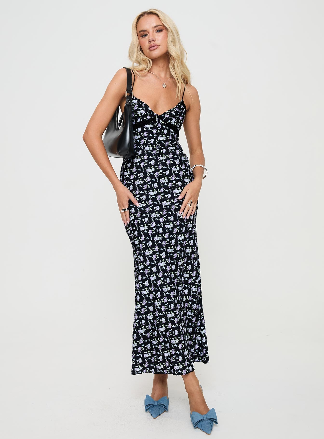 Emily Maxi Dress Black / Floral - View 5 | Shop Formal Dress