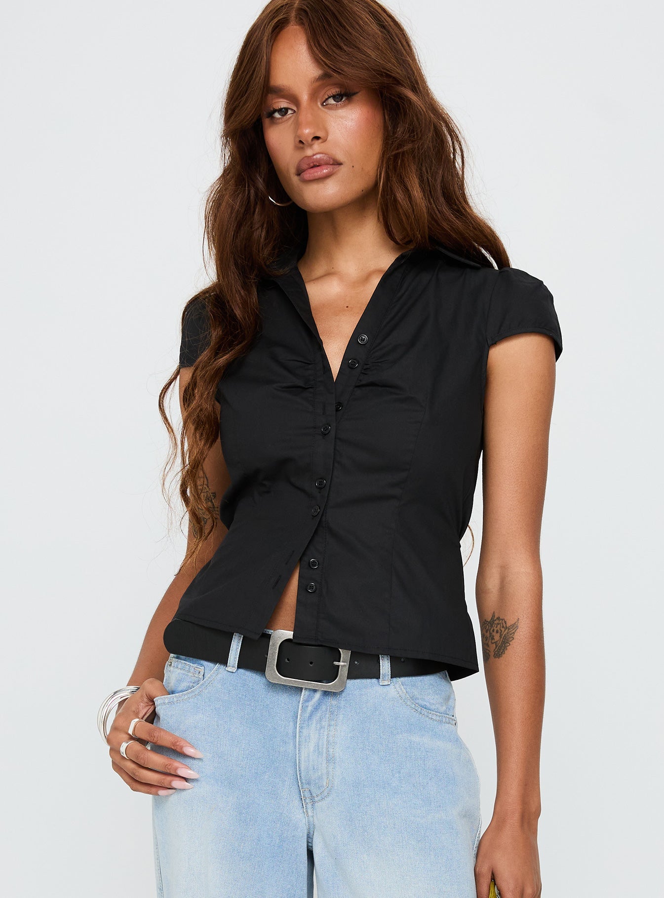 Collective Tops - Arianwyn Short Sleeve Shirt Black fifth image
