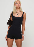 Romper Ribbed material, slim fit, fixed straps, scooped low back Good stretch, fully lined