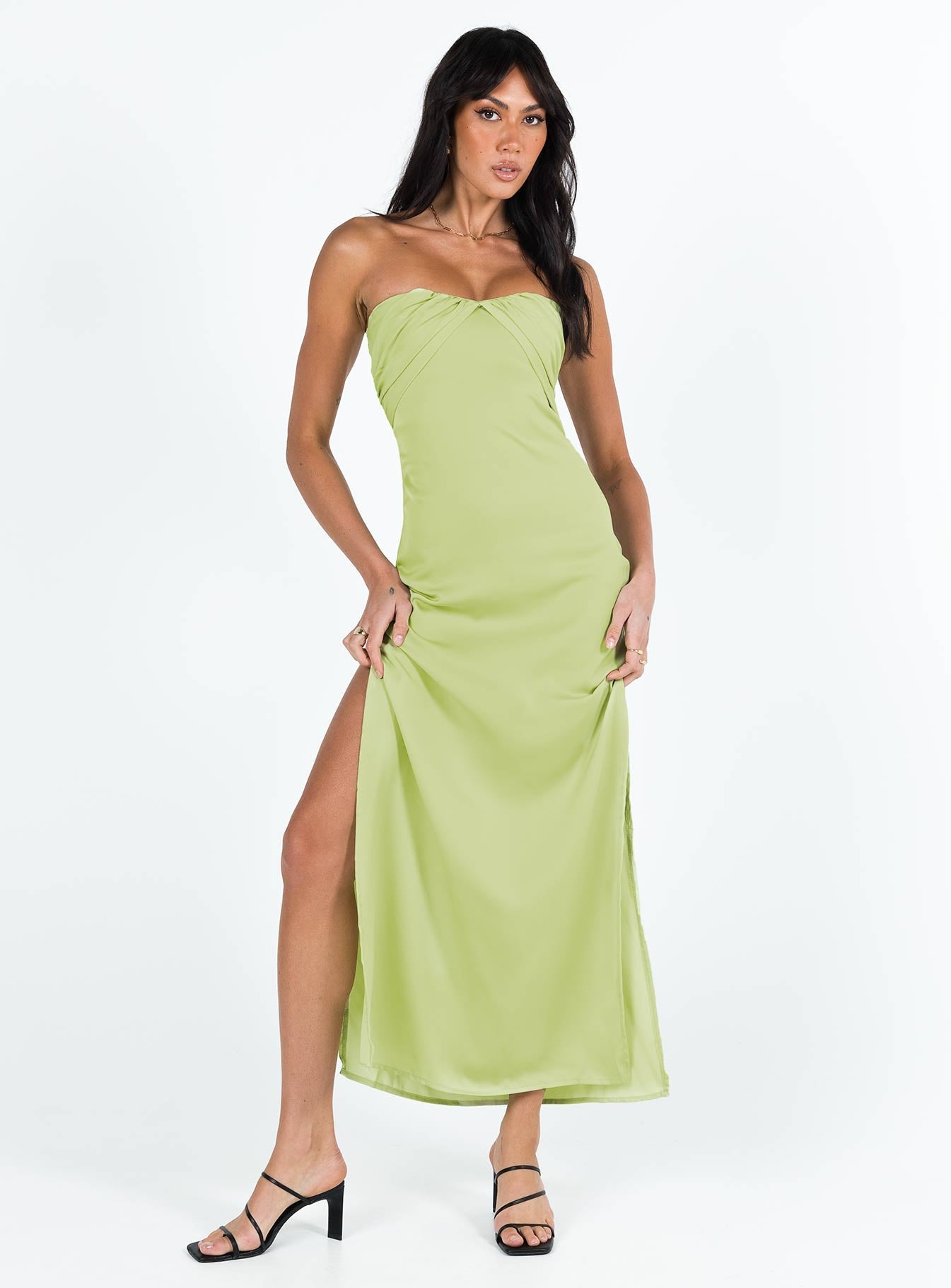 Collective Dress - Irena Strapless Maxi Green image 5