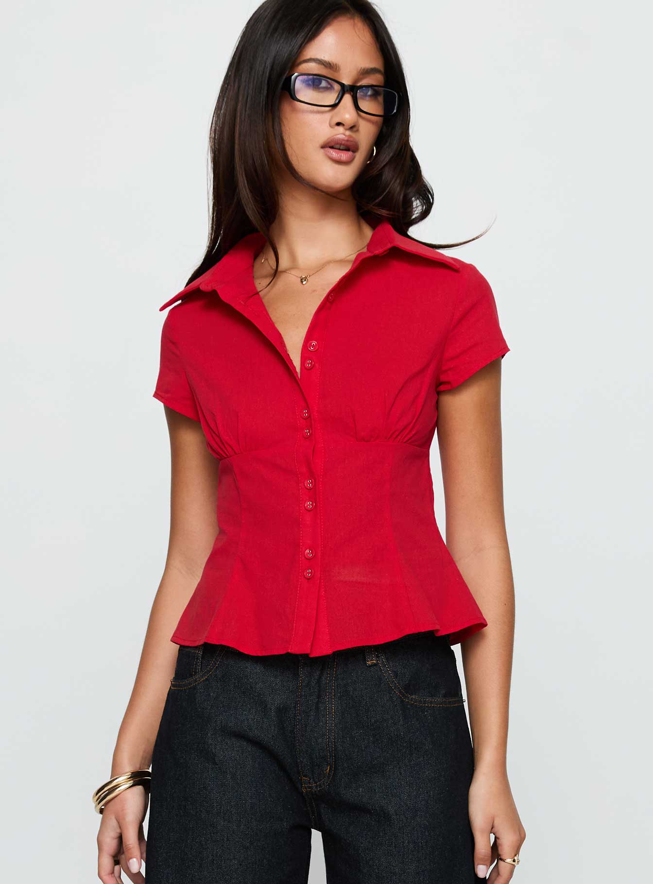 Collective Tops - Cottesloe Blouse Top Red fifth image