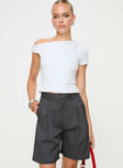 In Office Longline Shorts Grey Princess Polly High Waisted Shorts 