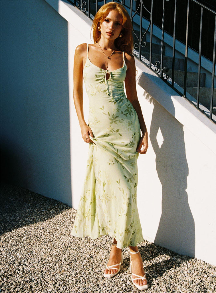 knee length dresses for ladies Lauraline Maxi Dress Green / Floral Petite