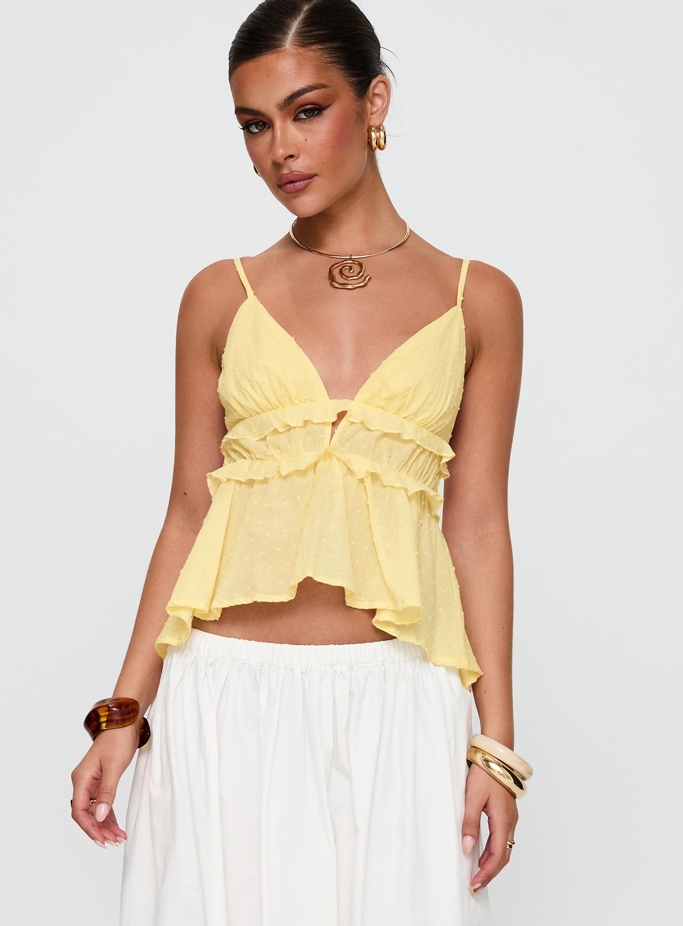 Collective Tops - Blondelle Frill Detail Top Yellow fifth image
