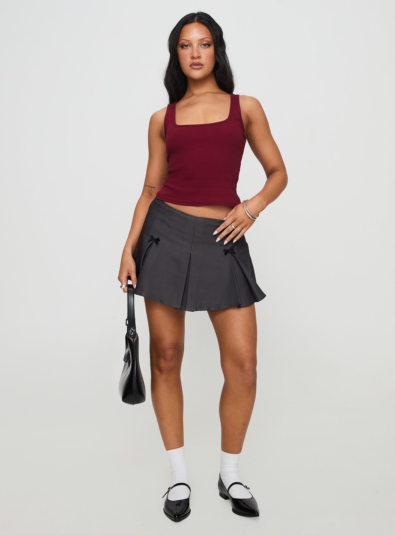Collective Tops - Baseline Square Neck Rib Tank Top Red sixth image