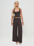 Straight leg pants Belt looped waist, zip & button fastening, silver-toned buckle detail Non-stretch material, fully lined 