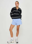 Lilliunna Quarter Zip Front Sweater Black / White Stripe