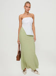 Strapless top  Drawstring ties at front & back, invisible zip fastening at the side, asymmetric slit Non stretch, lined bust