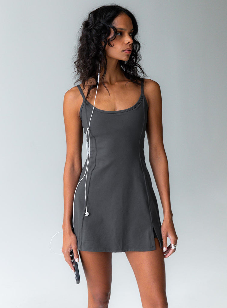 princess polly activewear dress Baseline Rib Mini Dress Black