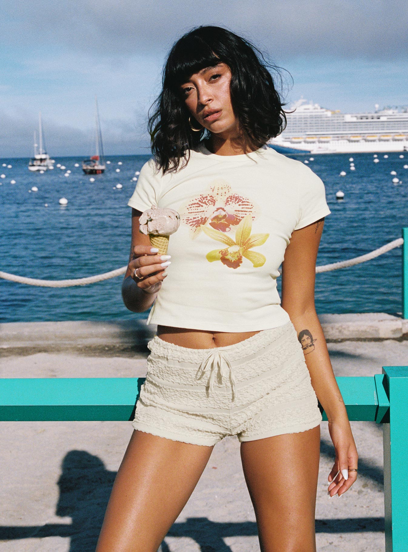 Collective Tops - Blooming Orchids Graphic Top Cream fifth image