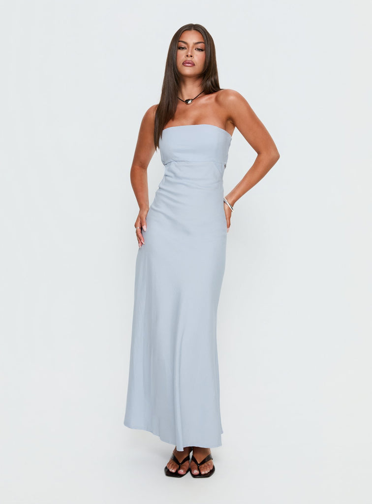 yahir strapless maxi dress navy Yahir Strapless Maxi Dress Baby Blue
