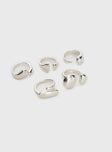 Silver-toned ring pack Pack of five, chunky style Princess Polly Lower Impact
