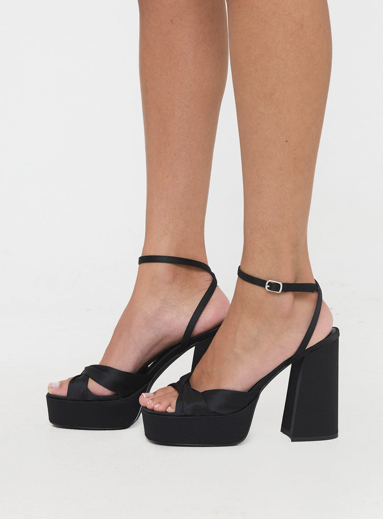 Satin Lace-Up Platform Heels