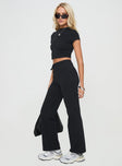 Matching set  Short sleeve crop top Mid-rise pants, straight leg, elasticated drawstring waist Good stretch, unlined
