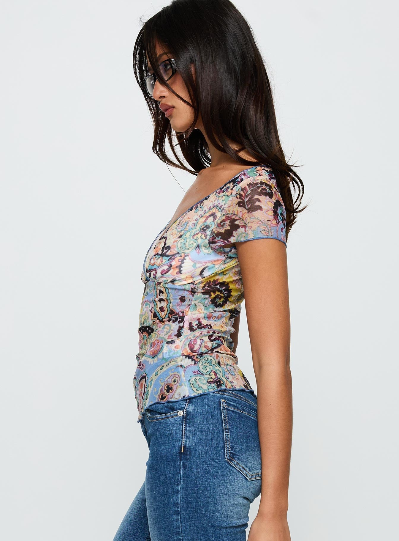 Collective Tops - Jaceon Cross Front Top Multi Paisley sixth image