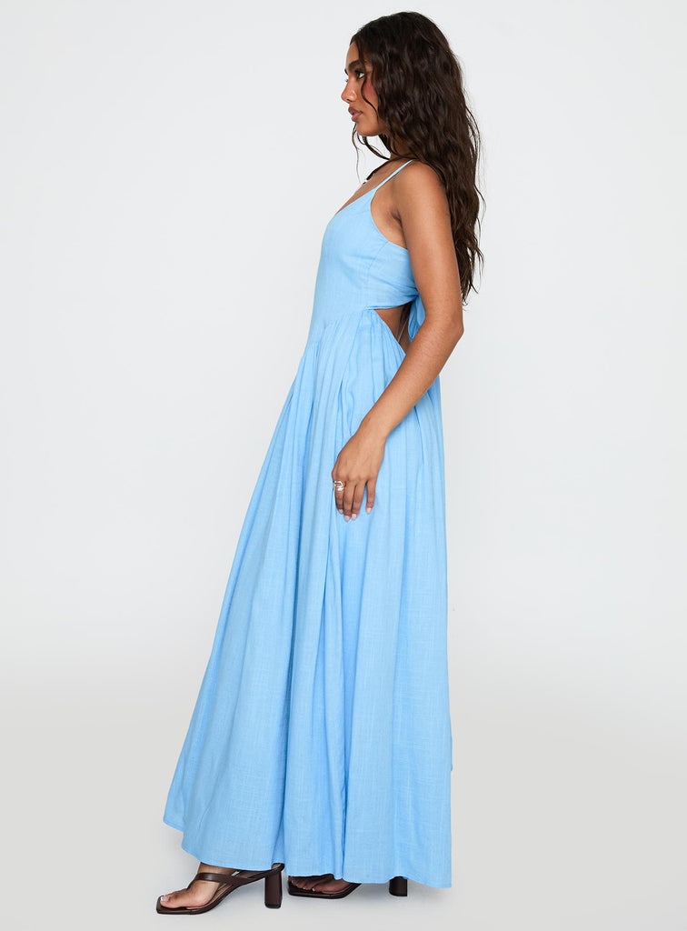 Palisades Tie Up Maxi Dress Blue | Princess Polly Palisades Tie Up Maxi Dress Blue | Princess Polly