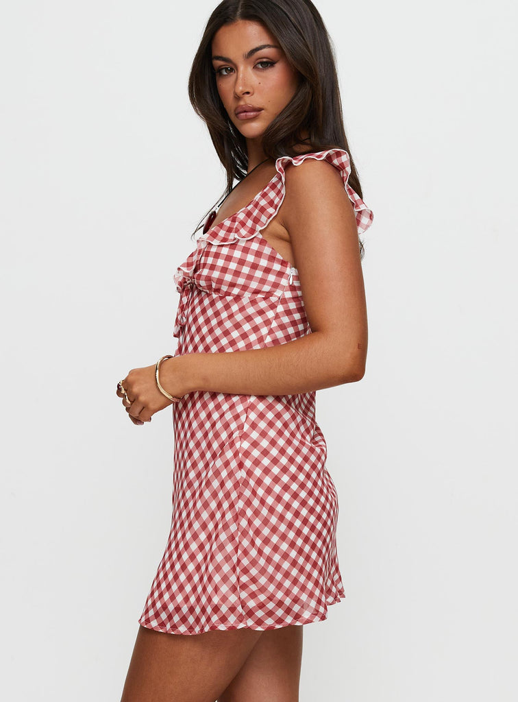 ワンピース andmary Lulu check set mini dress red ANDMARY】Lulu check set mini dress