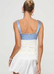 Top Silky material, fixed shoulder straps, square neckline, invisible zip fastening at back