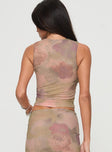 Tank top Mesh material, floral print, ruched detail at sides Good stretch, fully lined 
