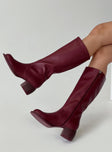 Ella Knee High Boots Burgundy