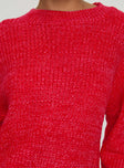 Knit sweater Crew neck, drop shoulder, ribbed trim Slight stretch, unlined 
