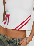 Tank top  Ribbed material, embroidered graphics Good stretch unlined