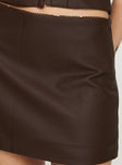 Wait On You Faux Leather Mini Skirt Brown