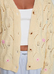 Cardigan Floral print, drop shoulder, button fastening Slight stretch, unlined 