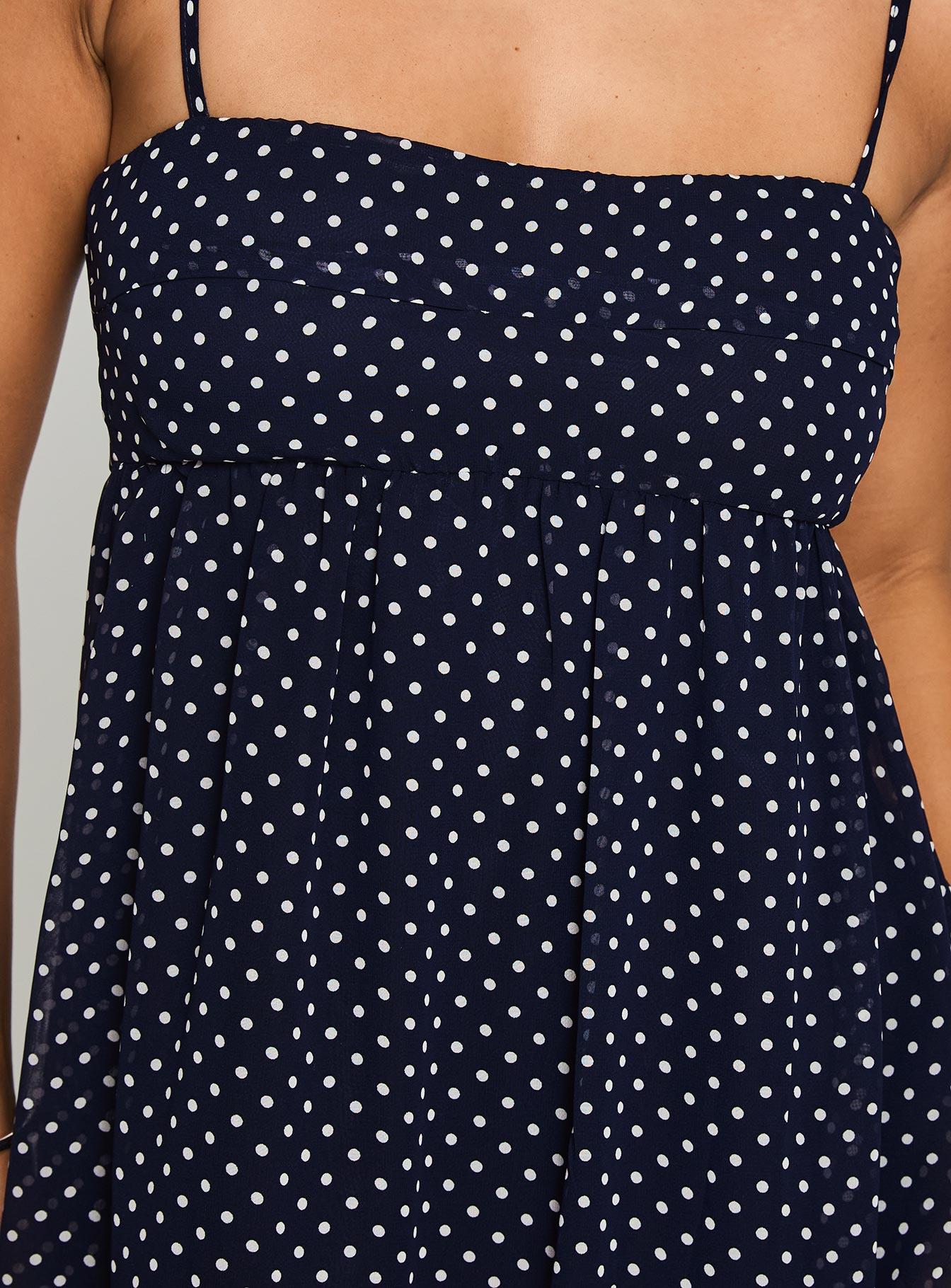 Ortega Mini Dress Navy Polka - Image 2