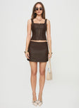 Wait On You Faux Leather Mini Skirt Brown