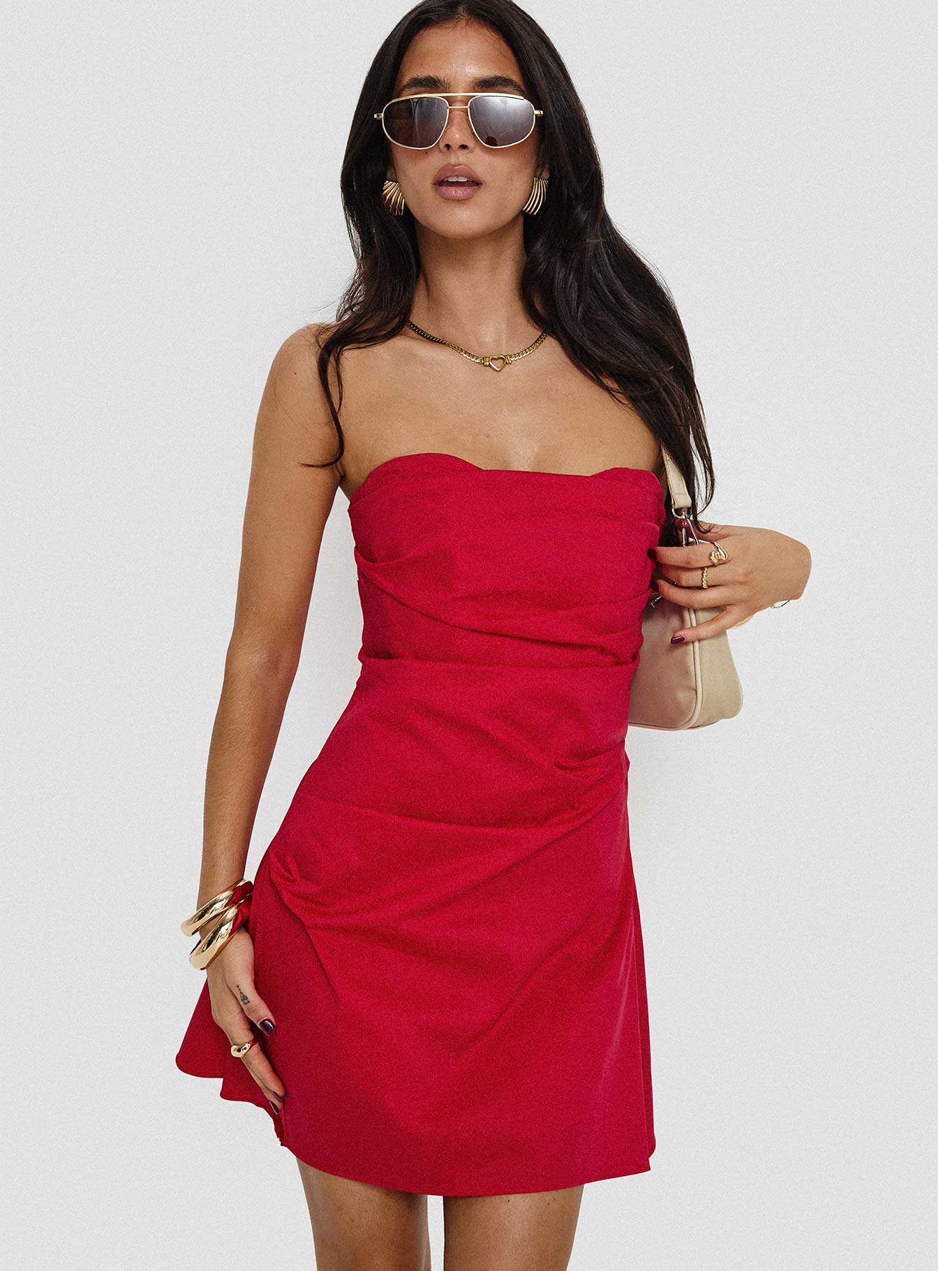 Shop Formal Dress - Bradwell Strapless Mini Dress Red secondary image