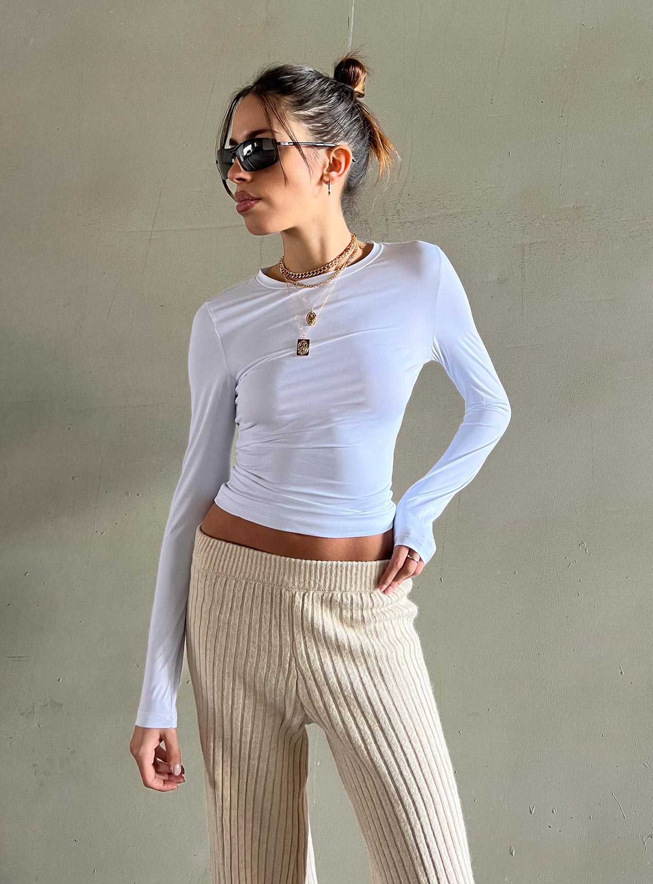 Collective Tops - Arnim Long Sleeve Top White third image