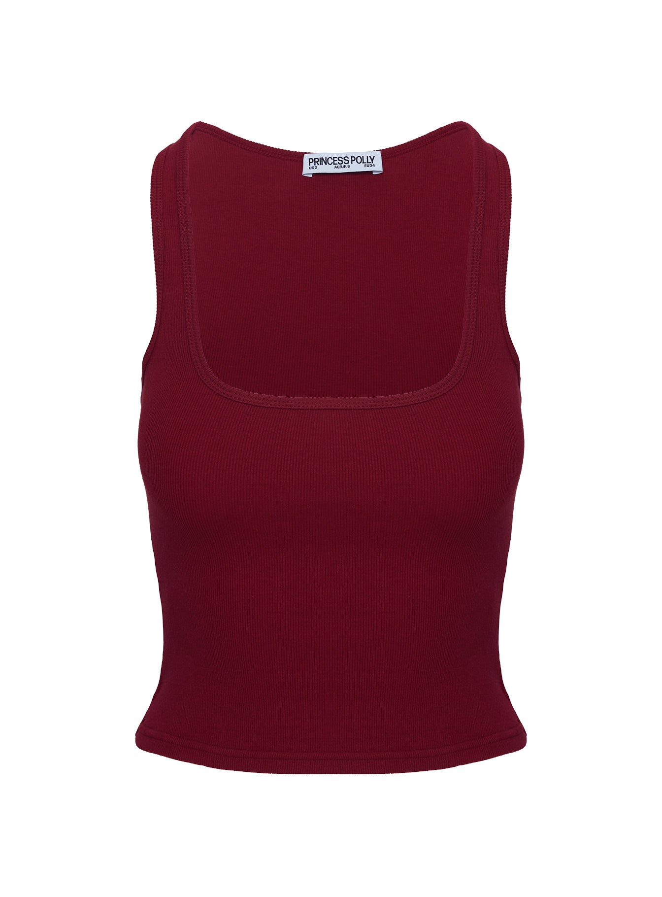 Collective Tops - Baseline Square Neck Rib Tank Top Red third image