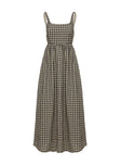 Maxi dress Check print, Straight neckline, fixed straps, invisible zip fastening Non-stretch material, fully lined 