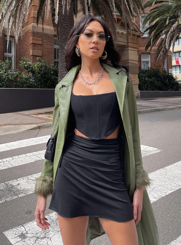 Charlotte Ruched Mini Skirt Black Princess Polly