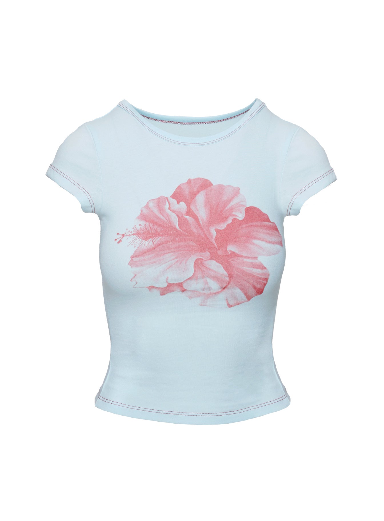 Collective Tops - Owenz Hibiscus Baby Tee Blue third image