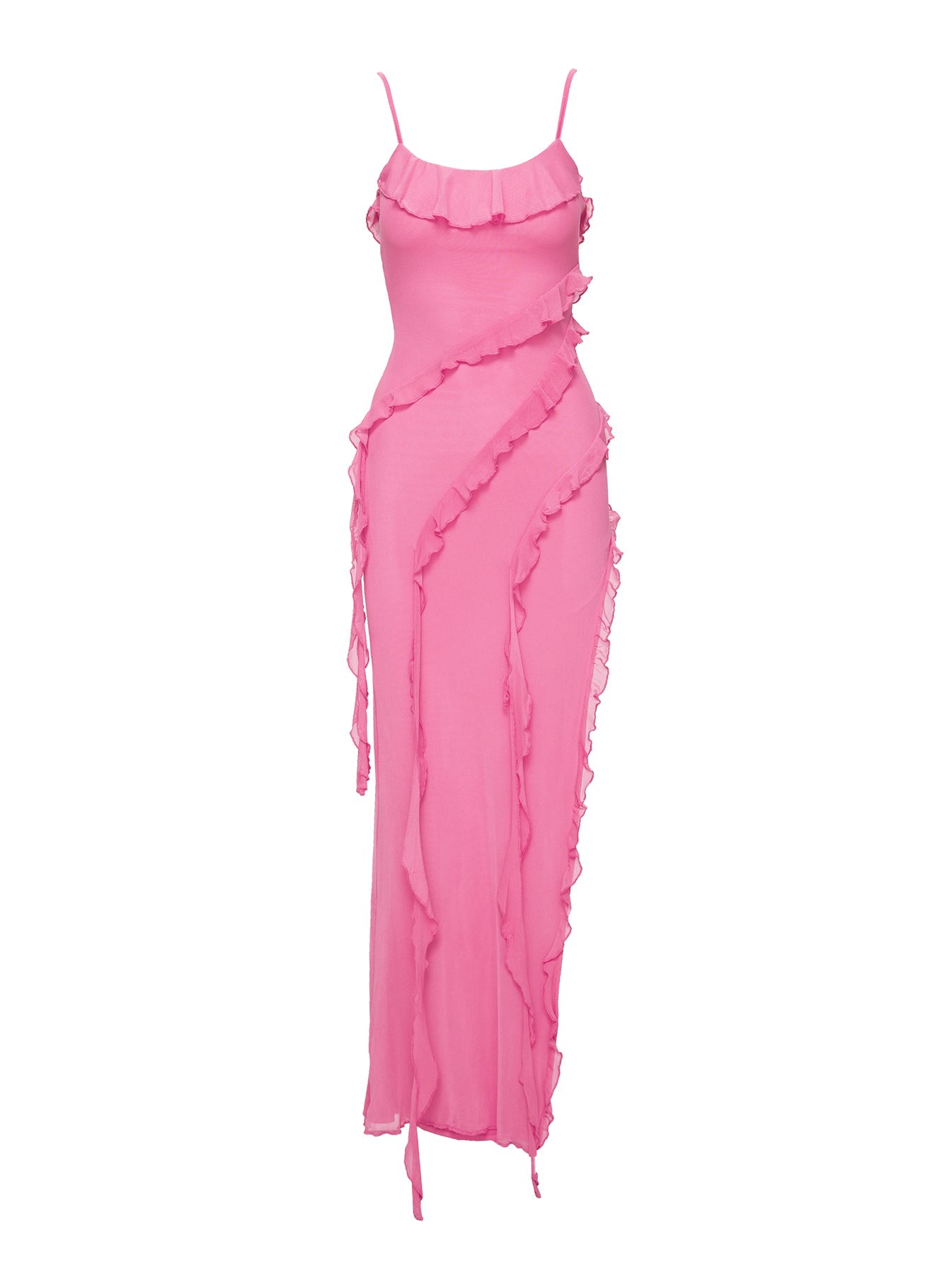 Valerian Frill Maxi Dress Pink Curve - View 3 | Shop Formal Dress