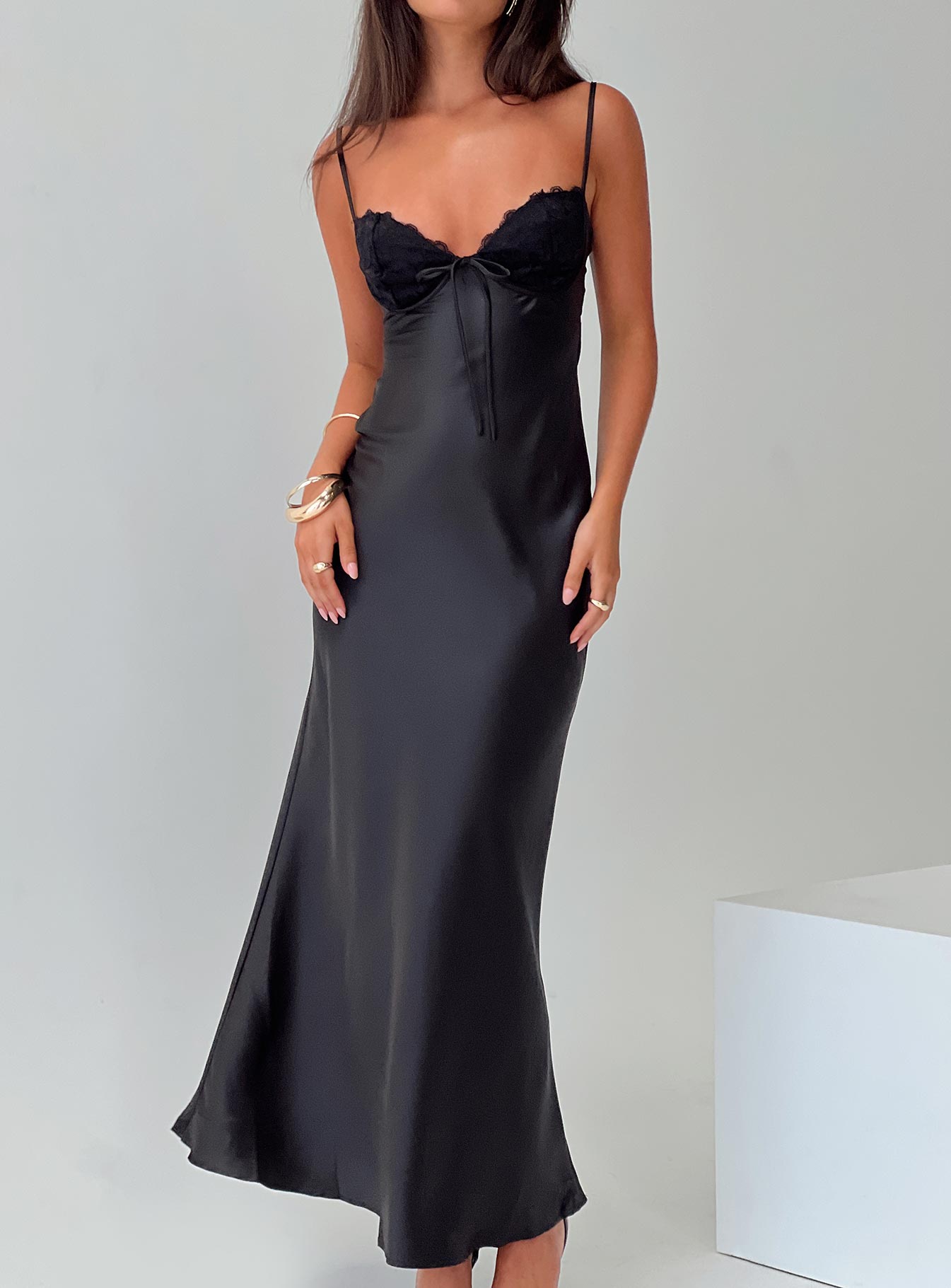 Shop Formal Dress - Fadyen Bias Cut Maxi Dress Black fifth image