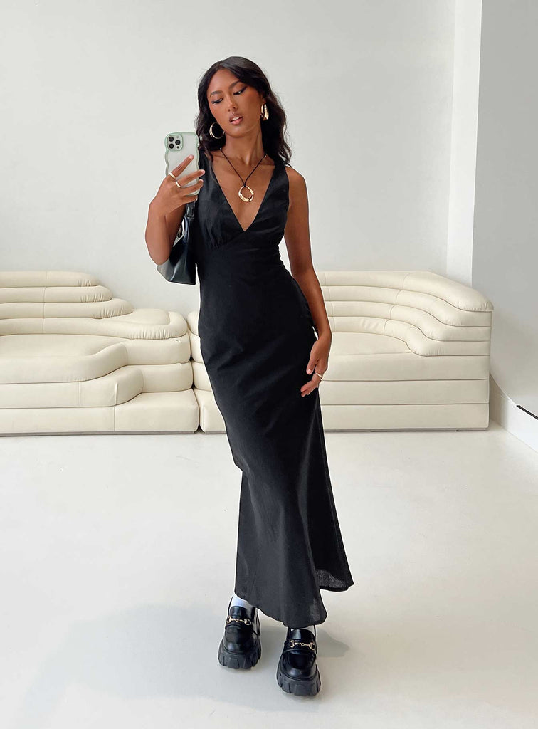 Nellie Maxi Dress Black Linen