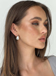 Silver-toned earrings Hoop style, stud fastening, lightweight Princess Polly Lower Impact
