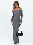 Princess Polly Square Neck  Phylis Off The Shoulder Maxi Dress Slate