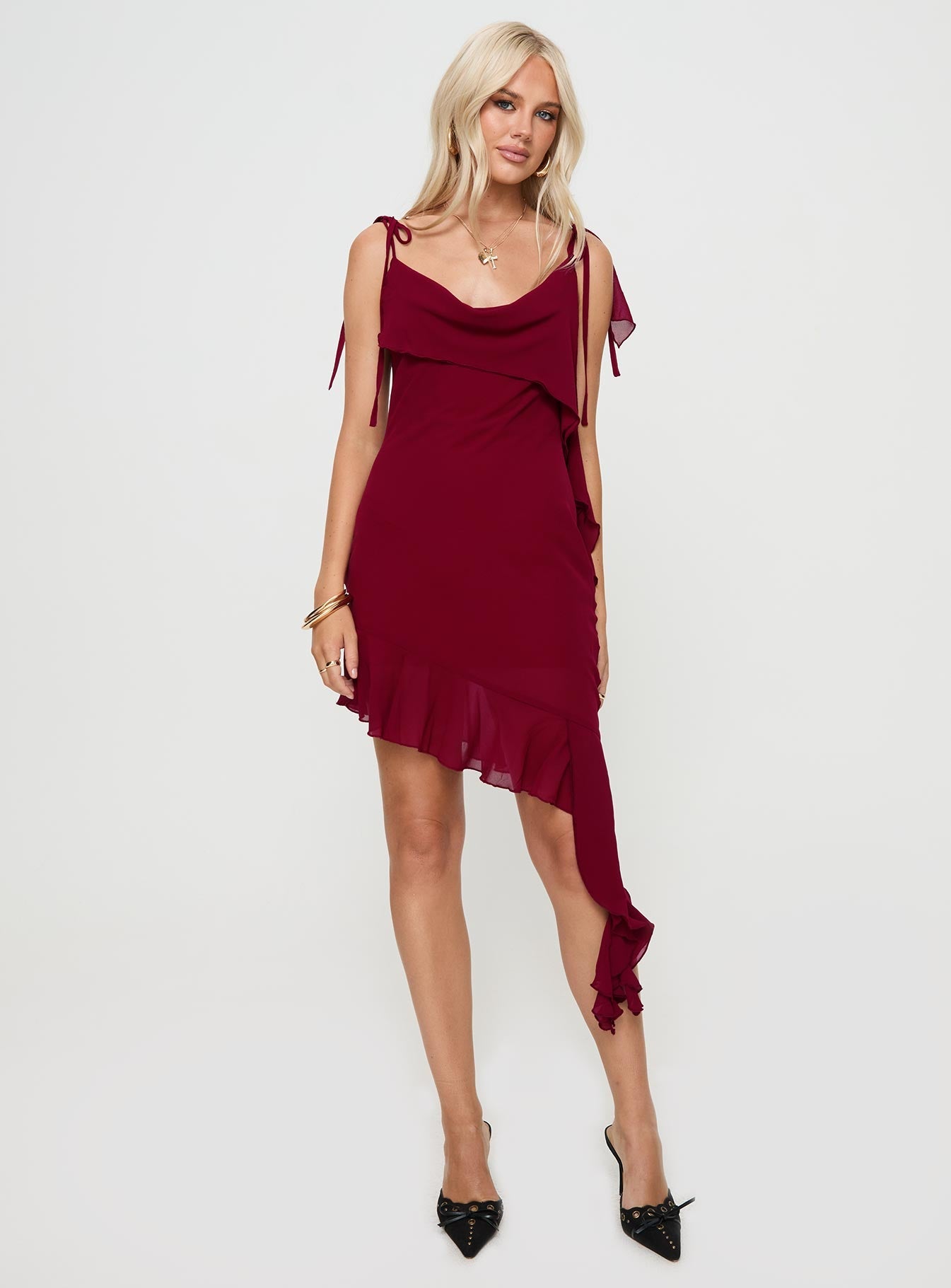 Shop Formal Dress - Dacian Mini Dress Burgundy fifth image