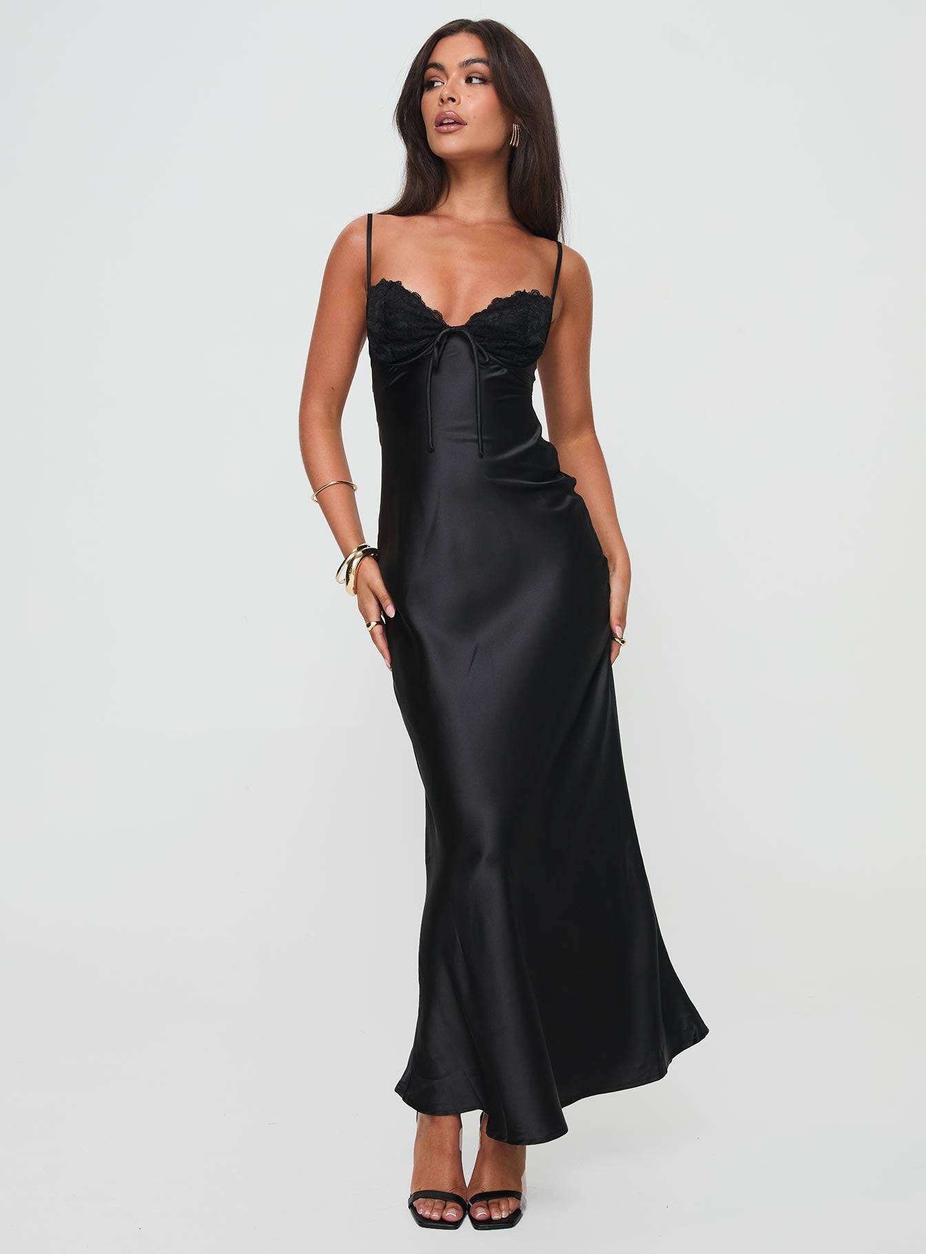 Shop Formal Dress - Fadyen Bias Cut Maxi Dress Black fourth image
