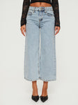 Hellsa Low Rise Slouch Cropped Jeans Light Wash